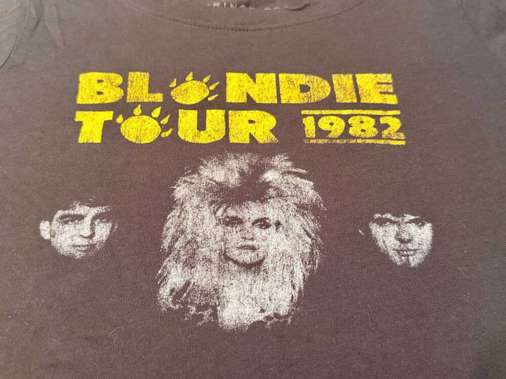 Prince Peter x Blondie Tour 1982 Crop T-Shirt Womens Size M Black Graphic Tee
